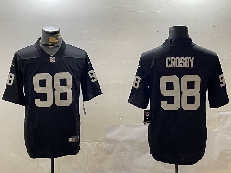 Men Oakland Raiders #98 Crosby Black Second generation 2024 Nike Limited NFL Jersey style 1